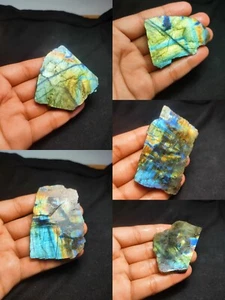 RAW NATURAL LABRADORITE SLICES EXCELLENT FIRE - Picture 1 of 13