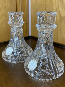 Crystal Clear 24% Leaded Crystal Candle Holders Set of 2 ~ Vintage - Picture 1 of 10