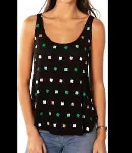 Lucky Brand Clover Print Womens Tank Top st patrick by tipsy elves - Picture 1 of 4