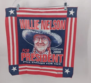 Willie Nelson For President 2008 Paul English Handkerchief, Austin Texas USA - Picture 1 of 3