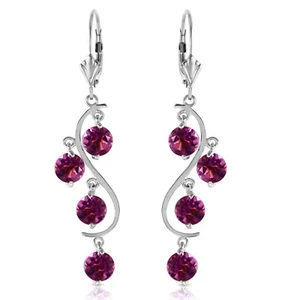 14K. SOLID GOLD CHANDELIERS EARRING WITH AMETHYSTS (White Gold) - Picture 1 of 6