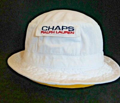 Ralph Lauren CHAPS Blanco Cubo Sol Sombrero BOLSILLO Gorra Algodón Ropa de Calle pequeño/mediano Foto 1 de 4