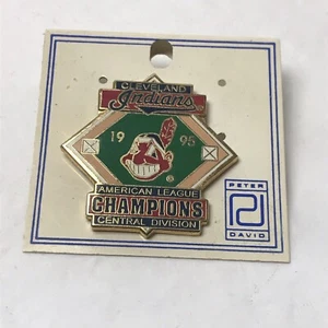 Prendedor de solapa de metal de los Indios de Cleveland 1995 Campeones del Mundo Jefe Wahoo MLB Béisbol - Imagen 1 de 2