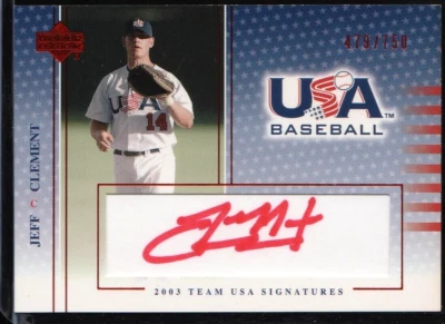 Jeff Clement 2003 UD USA Baseball Team USA Signatures (Red Ink) Auto/750 Mint+ - Image 1 of 2