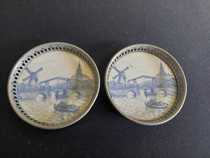 2er Set Germany Windmühle Kanal Untersetzer Blau Dutch Porzellan - Bild 1 von 6