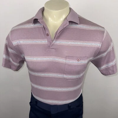 Camisa Polo Vintage Años 70 Rayas Delgada Golf Surf Patín Knightsbridge De Colección Hombres Mediana Foto 1 de 4