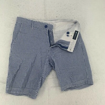 Guinga Hang Ten para mujer a cuadros 100 % algodón frente plano azul y blanco  Foto 1 de 4