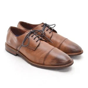 Men Vince Camuto Lawson Cap Toe Oxfords 8 W Brown Burnished Toe Lace Derby Shoes - Picture 1 of 8