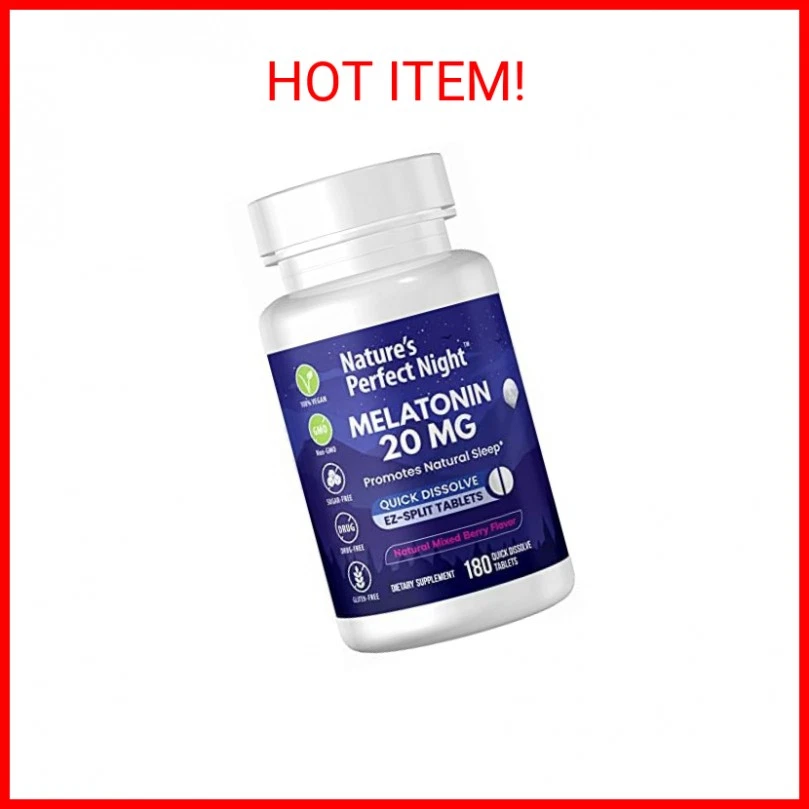 Nature's Perfect Night | Melatonina 20 mg | 180 comprimidos de disolución rápida | Natural M Foto 1 de 1