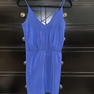 Amanda Uprichard Blue Silk Mini Dress Spaghetti Strap Size Small Lined USA Made - Picture 1 of 7