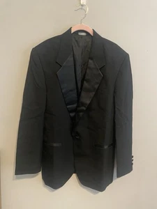 Giorgio Bissoni Mens Black Wool Tuxedo Jacket & Pants  Sz 44Reg Jacket 34R Pants - Picture 1 of 16