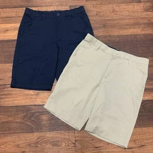 French Toast Youth Boy's 16 Performance Uniform Chino Shorts 2-pack Beige Navy - Picture 1 of 10