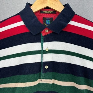 Vintage gestreiftes Poloshirt Basic Optionen Kurzarm Gr. L Rugby 90er Preppy Prep - Bild 1 von 8