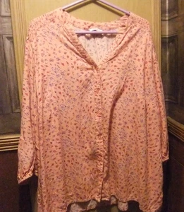 JD Williams Bluse rosa Blumen durchgeknöpft hat elastische Ärmel GRÖSSE 24 - Bild 1 von 17