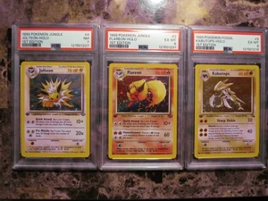 3 Pokemon 1999 Jungle ,Kabutops,Flareon,Jolteon -ALL 1st Ed Holo-PSA 6,6,7 - Picture 1 of 8
