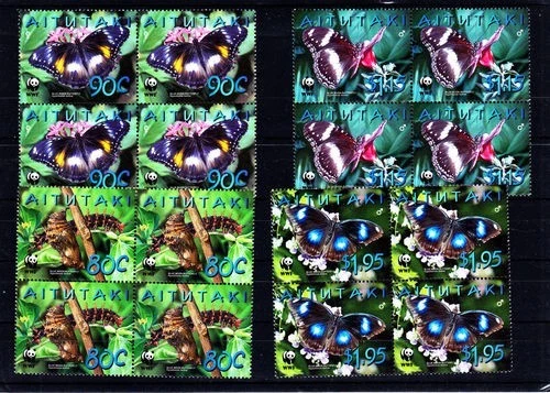 Aitutaki 2008 MNH 4v Blk 4, WWF, Butterflies, Insects, Nature - Image 1 of 1
