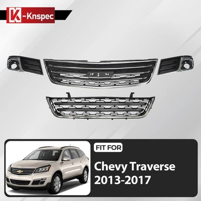 Front Bumper Grille Grill Assembly Kit For 2013-2017 Chevy Traverse Upper&Lower Foto 1 de 4