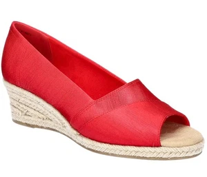 Easy Street Women Size 8.5 Wide, Jasper Wedge Espadrille Sandals, Red Thai Silk - Picture 1 of 5