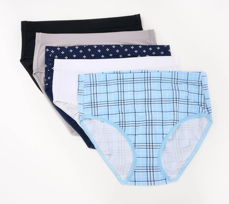 Juego de 5 bragas cortas modernas Cuddl Duds Cotton Core azul a cuadros M nuevas Foto 1 de 1