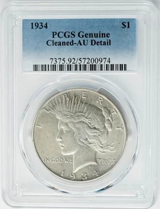 1934 Peace Silver Dollar $ AU Detail PCGS  - Picture 1 of 3