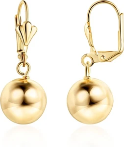 Barzel 18K vergoldet baumelnde Kugel Ohrhänger, 8-12 mm Größen, vergoldet, - Bild 1 von 6