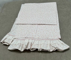 De Colección Laura Ashley Doble Sábana Plana Rosa Floral Volantes Encaje Nupcial Hecho en EE. UU. - Imagen 1 de 14