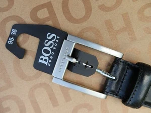 Nuevo Hugo Boss serpiente negra reptil cocodrilo cocodrilo ternera traje de cuero cinturón 42" XXL - Imagen 1 de 11