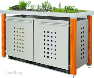 Mülltonnenhaus mit Pflanzwanne & Holzpfosten 2x120 und 1x 240l - Bild 1 von 4
