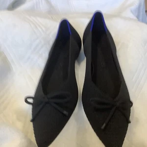 Rothy's The Bow Point Black Solid Knit Textile Slip On Ballet Flats Women’s 10.5 - Picture 1 of 11