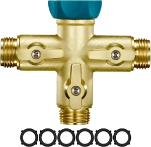 3 Way 1.2Mpa High Flow Heavy Duty Garden Hose Splitter 3/4" Spigot Faucet Rubber - Picture 1 of 1