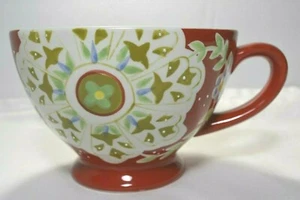 Pier 1 Import hand painted Dolomite red textured MUG COFFEE CUP - Picture 1 of 6