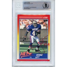 Ronnie Lott SF 49ers Authentic Signed 1990 Score Pro Bowl Card Beckett Slab Auto