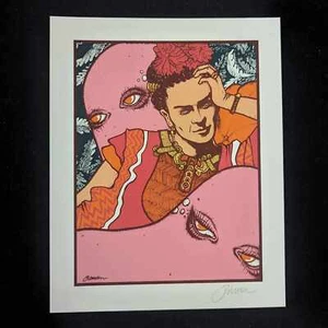 Jermaine Rogers 2017 Frida Kahlo In Evening Lay Down Melancholy White Art Print - Picture 1 of 2