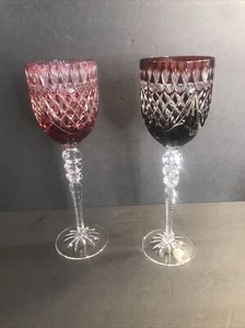 Paar geschnittene zu durchsichtige Weingläser/Justin Tharaud/Rubin/Rot/USA/9,5"" groß/Becher - Bild 1 von 13