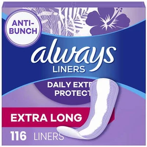 Always Daily Extra Protect Panty Liners, Extra Long Length, Unscented, 116 Count - Picture 1 of 5
