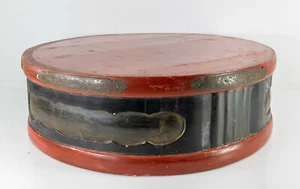 Massive Antique Korean Japanese Decorative Red and Black Lacquer Pedestal Base - Picture 1 of 7