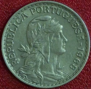 PORTUGAL 1968 1 ESCUDO COIN, VF/XF KM#578 - RARE - Picture 1 of 6