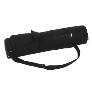 Black Canvas Yoga Mat Storage Bag Carrier Backpack With Adjustable Strap FS - Picture 1 of 10