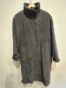 Agnona Charcoal Grey Alpaca Wool Shaggy Boucle Fully Lined Coat Made in Italy - Picture 1 of 7