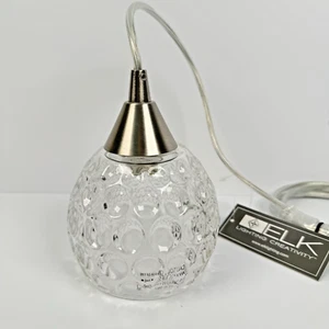 Elk Lighting Glass Pendant Kersey Collection Nickel Single Light New without Box - Picture 1 of 10