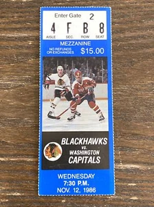 1986 Chicago Blackhawks vs. Washington Capitals - Vintage Ticket Stub - NHL - Picture 1 of 2