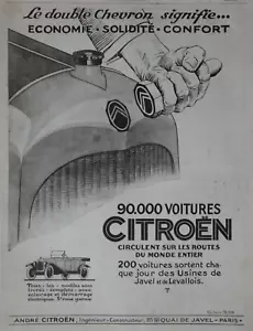 PUBLICITÉ DE PRESSE 1924 CITROËN LE DOUBLE CHEVRON ECONOMIE SOLIDITÉ CONFORT - Imagen 1 de 1