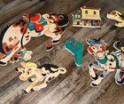 Vtg child decor Cowboy & Indian Pin-ups Dolly Toy Co. Prairie Pete Buckaroos 50s
