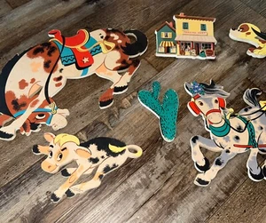 Vtg child decor Cowboy & Indian Pin-ups Dolly Toy Co. Prairie Pete Buckaroos 50s - Picture 1 of 6