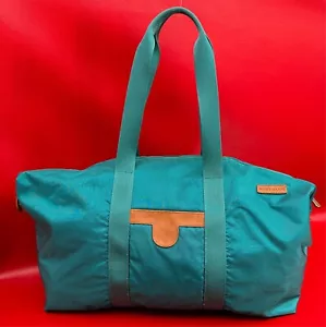 Hartmann Packcloth Turquoise Nylon Leather Duffle Lightweight Carry Luggage Bag - Picture 1 of 16