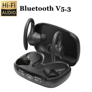 Wireless Bluetooth 5.3 Headset TWS Earphones Earbuds Stereo Headphones Ear Hook - Picture 1 of 11
