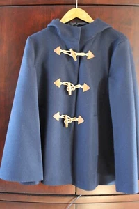 J. Crew Toggle Wool Cashmere Cape Coat Navy Blue size L/XL NWT - Picture 1 of 5