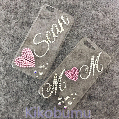 Funda Teléfono Personalizar Nombre Corazón Bling Logo Patrón Clase A Cristal Personalizar Foto 1 de 4