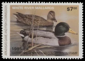 1995 Arkansas State Duck Stamp Mint Never Hinged. Original Gum - Picture 1 of 1