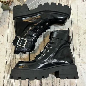 COOPERATIVE Tania Buckled platform chunky black Combat Boots NEW EUR 40 10 USA - Picture 1 of 11